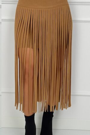 Alternative view of Φούστα “Wild Fringe” Καμηλό με Κρόσσια